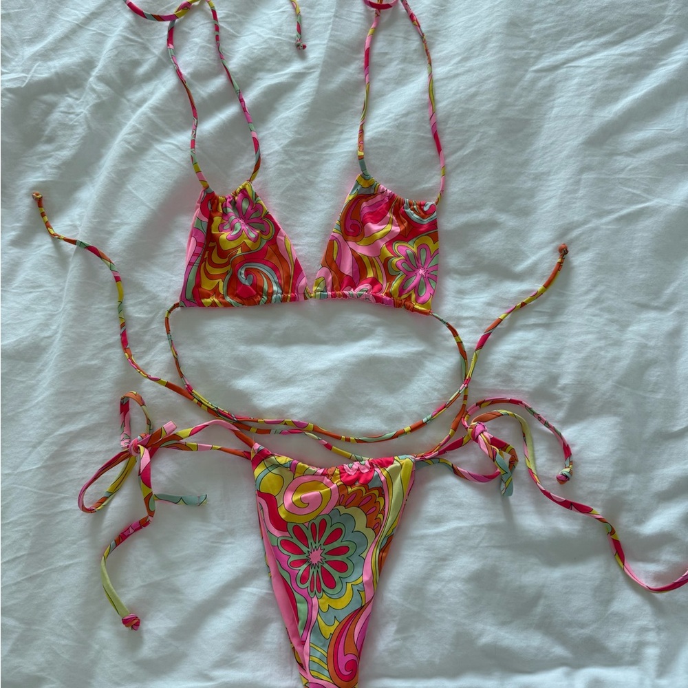 Frankie’s Bikinis Colorful Floral Bikini Set